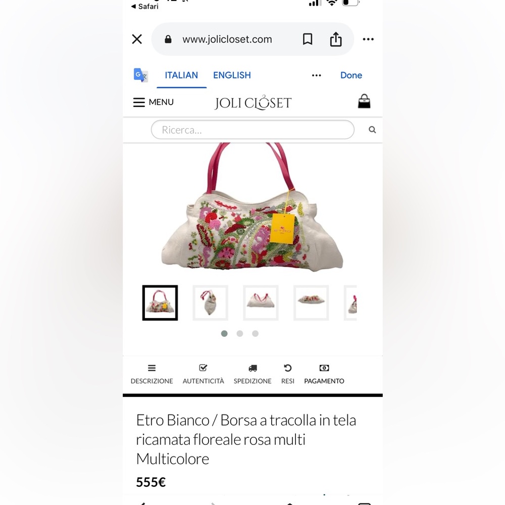 NWT ETRO Milano Floral Embroidered Cream and Red Women's Shoulder Bag - Picture 11 of 11